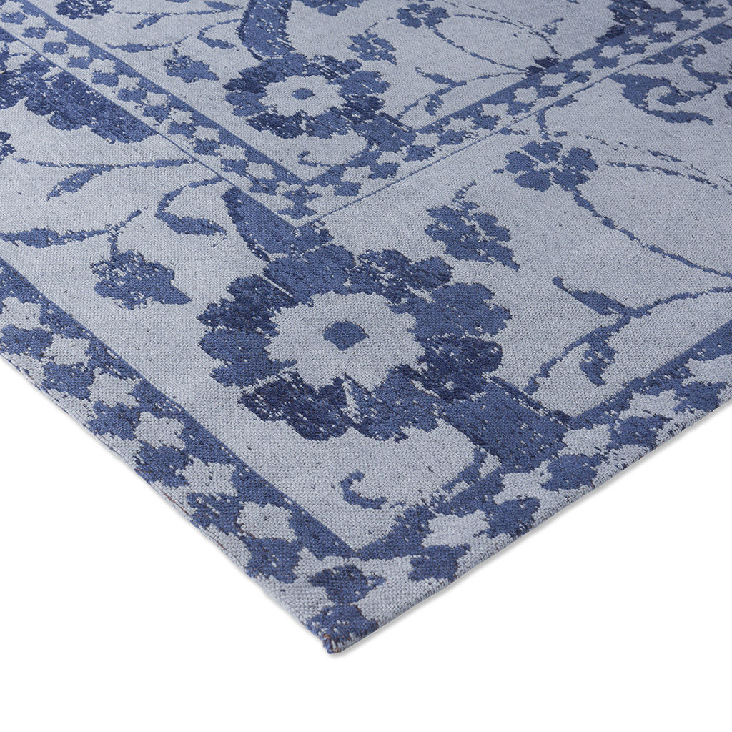 Newborough Blue Cotton Rug ☞ Size: 6' 7" x 9' 2" (200 x 280 cm)