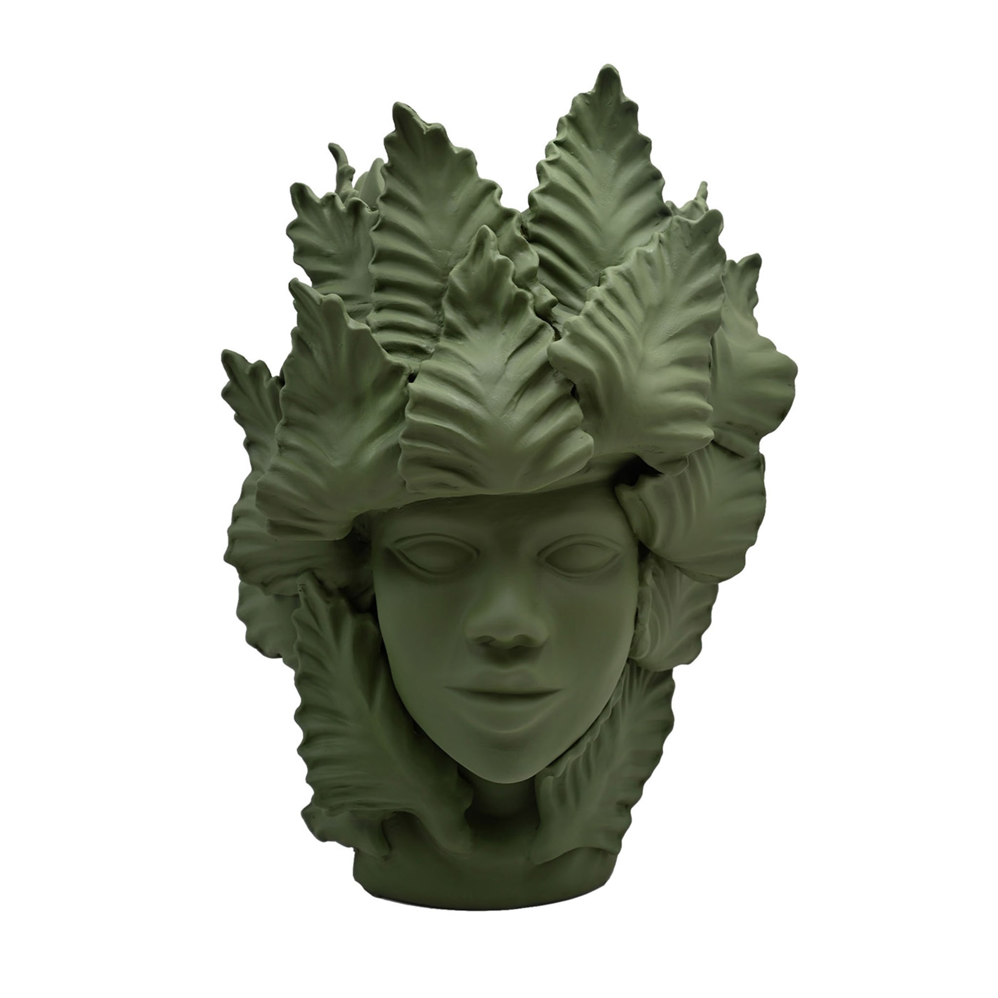Moor's Head Matte Green Sculpture