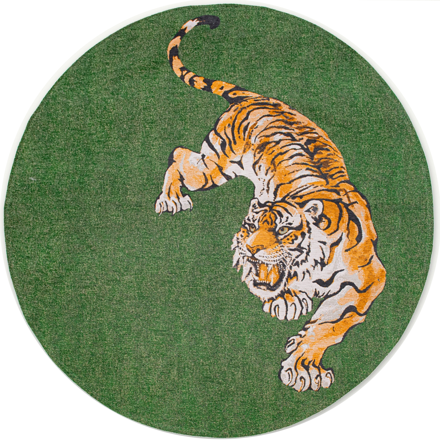 Green On Fire Round Rug