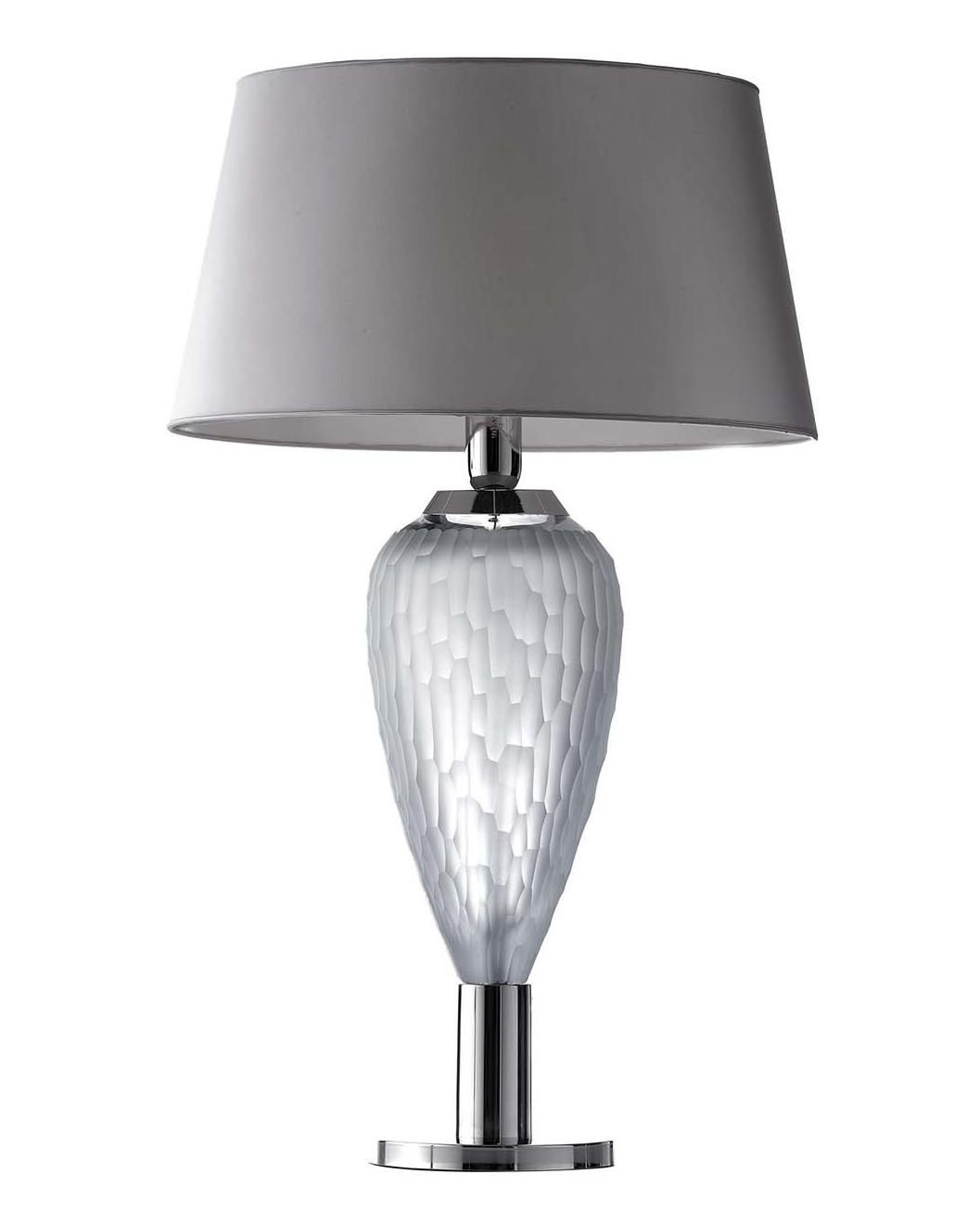 Polished Nickel Grey Honeycomb Crystal Table Lamp