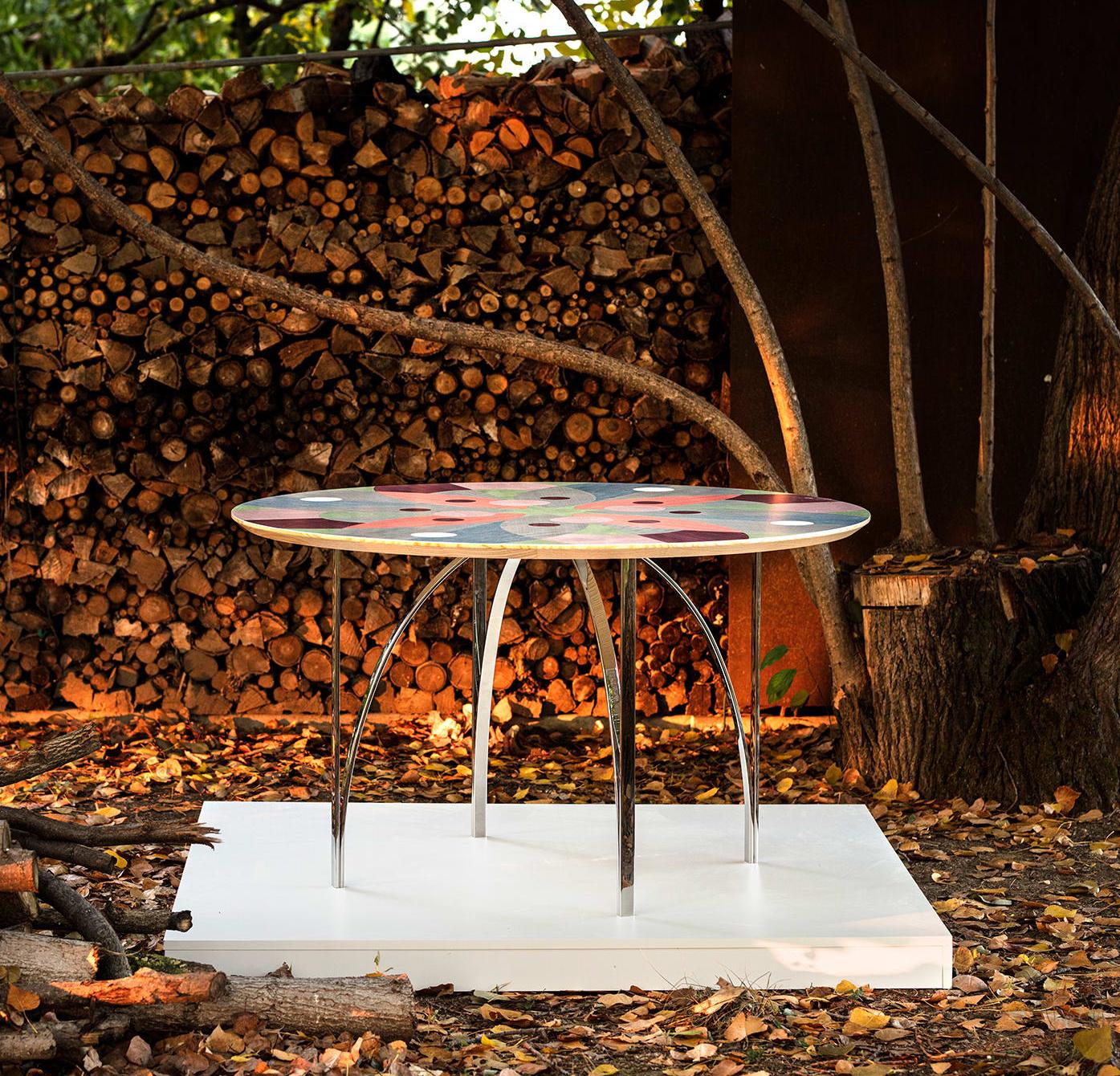 Multi-Color Veneered Dining Table