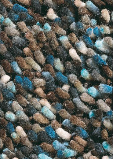 Felted Wool Dark Brown / Blue Shag Rug Rocks 70515 ☞ Size: 200 x 300 cm