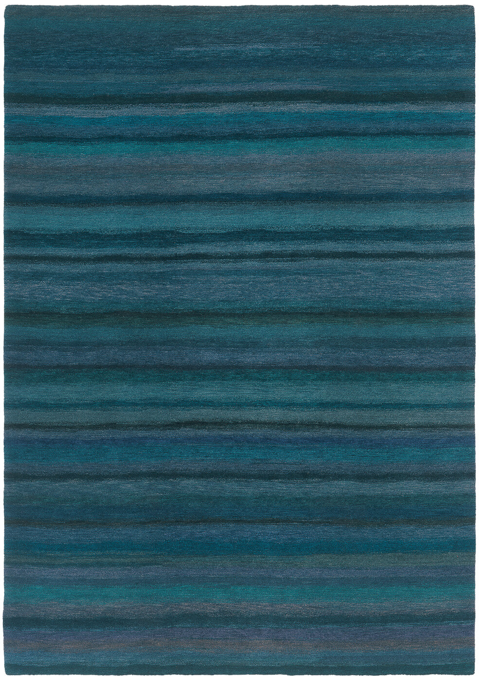 Blue Striped Hand-Knotted Rug