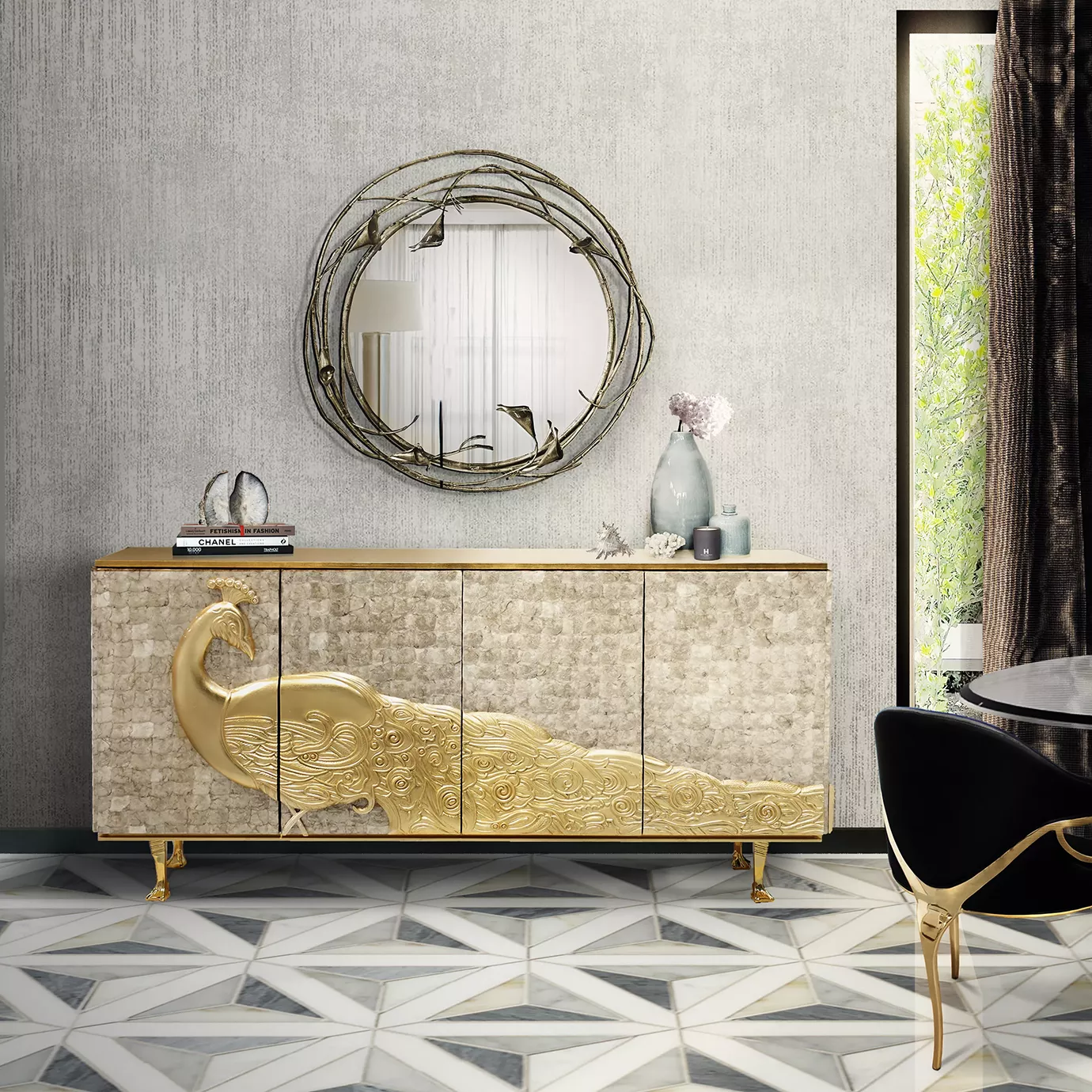 Camilia Mother of Pearl Cabinet