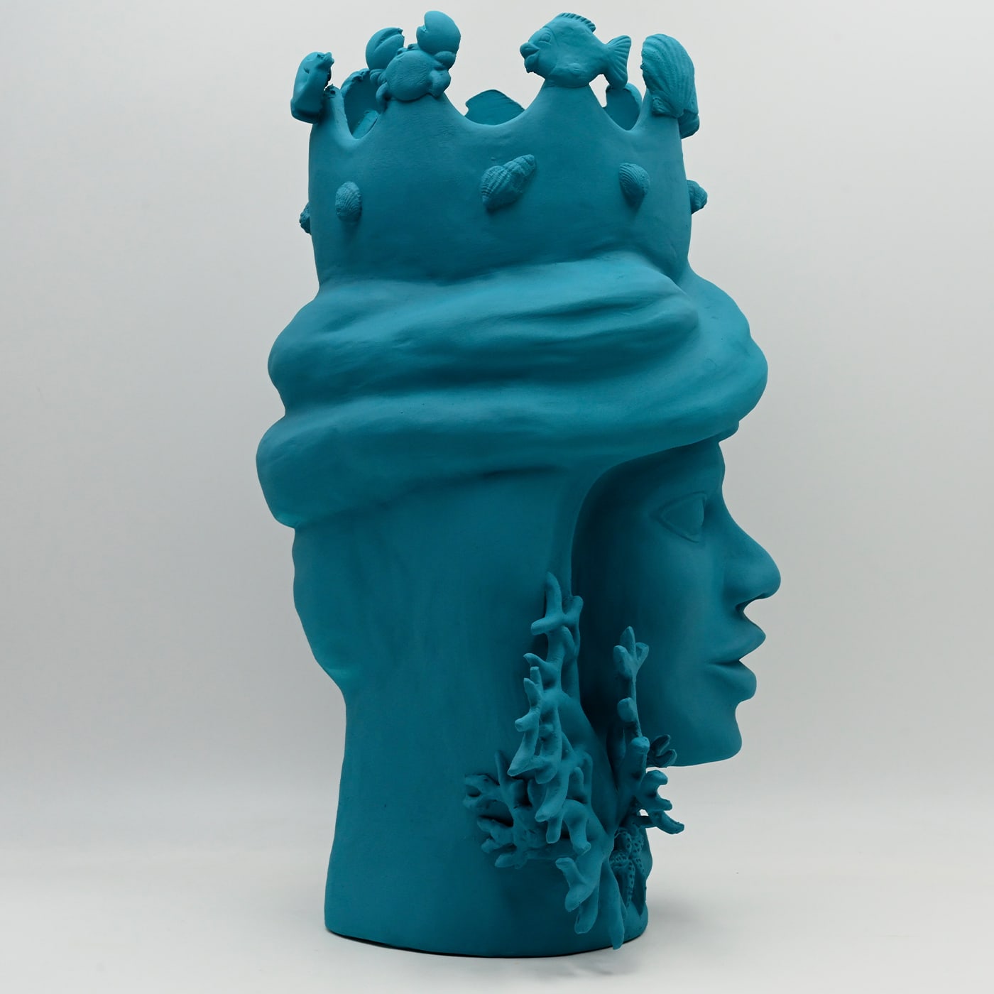 Moor's Head Teal Handmade Sculpture
