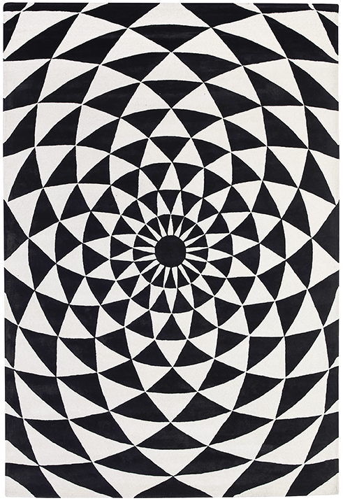 Black & White Round Hand-Woven Rug ☞ Size: Ø 200 cm