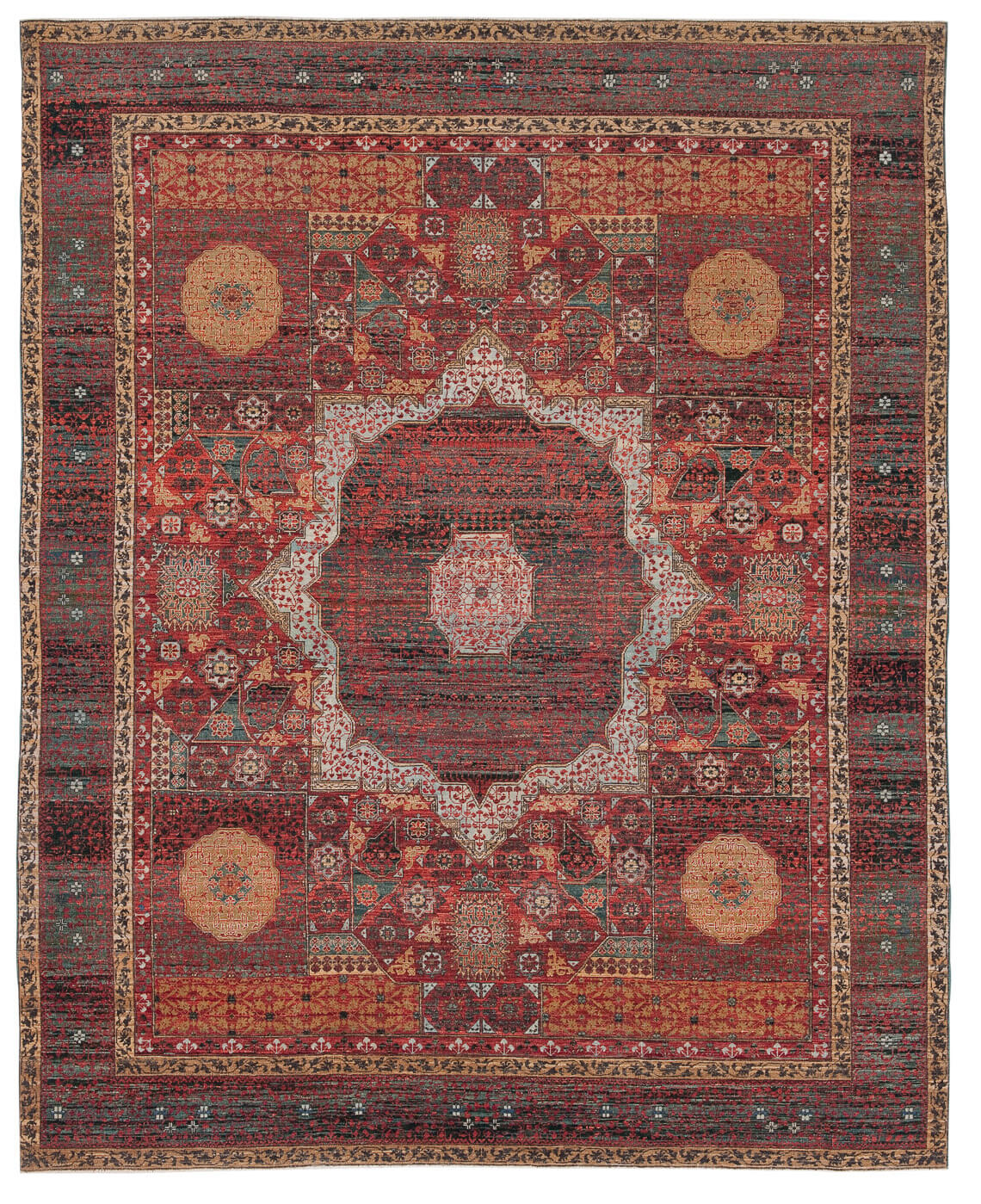 Red Hand Knotted Wool & Silk Rug | Size: 6' 7