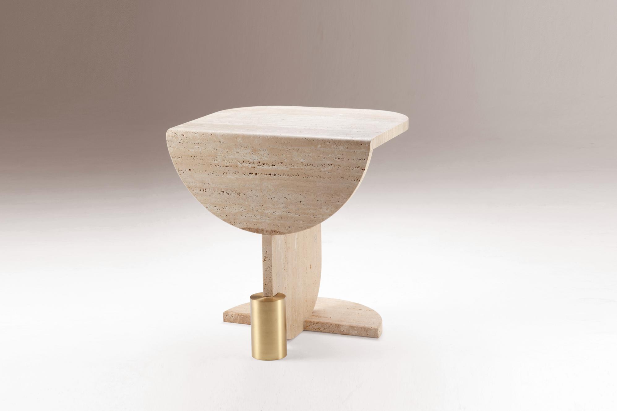 Playing Games Travertine Side Table