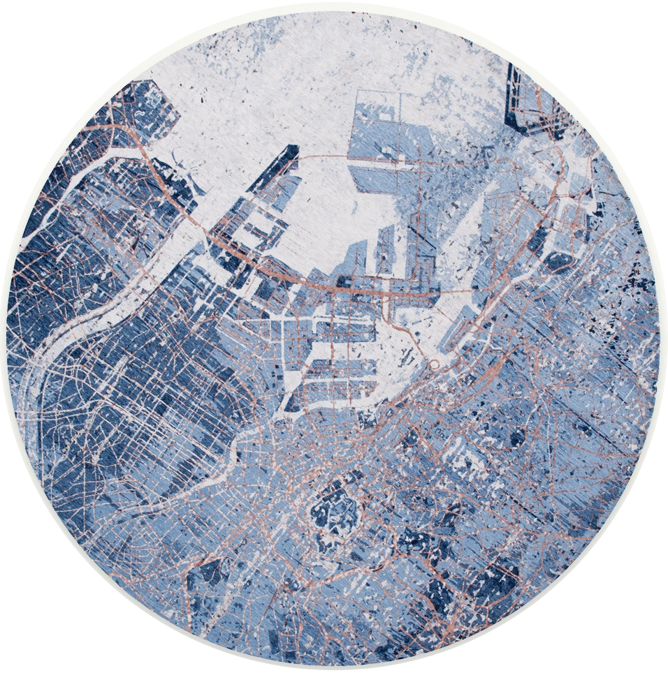 Conductive Blue Round Rug