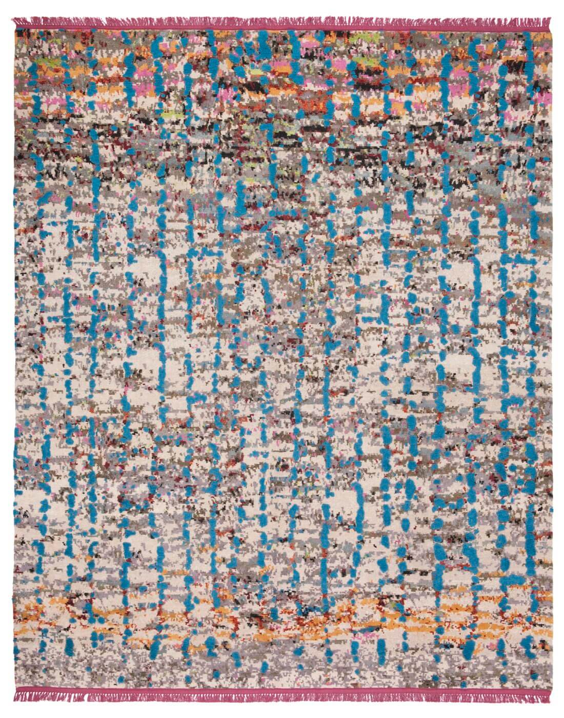 Hand-knotted Wool & Silk Multicolour Blue Rug