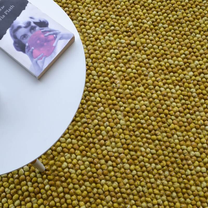 Handwoven Yellow Wool / Jute Rug