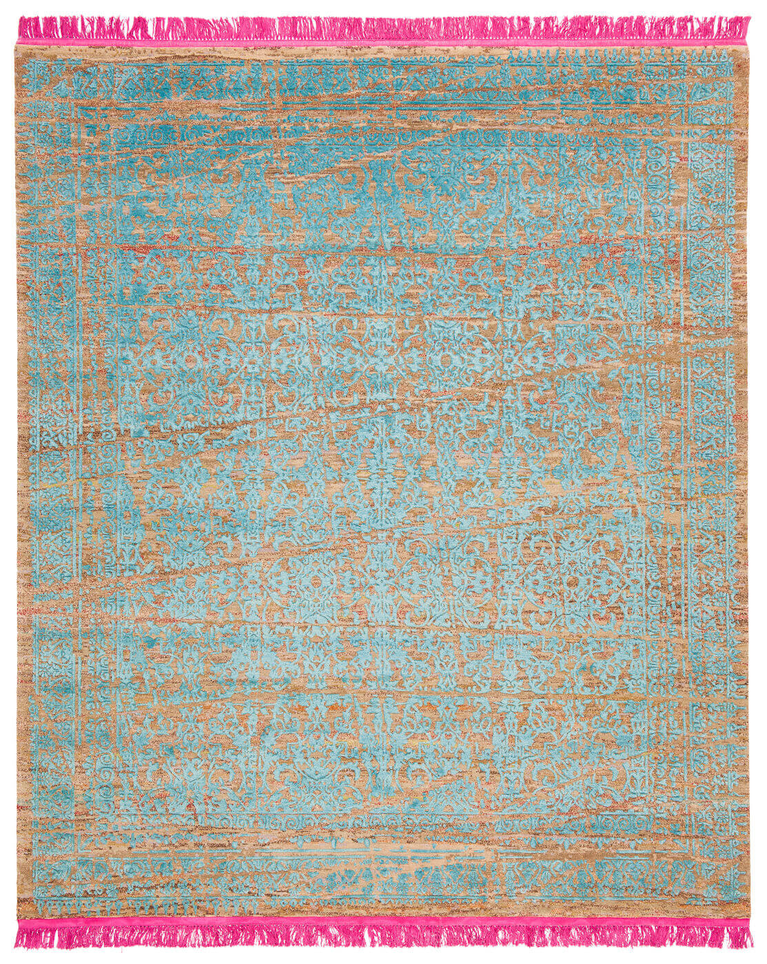 Ferrara Hand-knotted Pink / Turquoise Rug