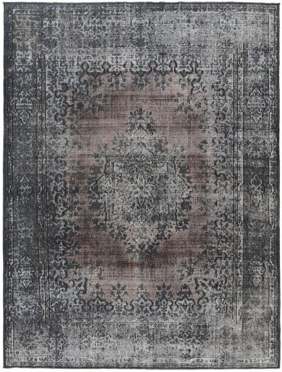 Dark Gray Hand Woven Vintage Rug