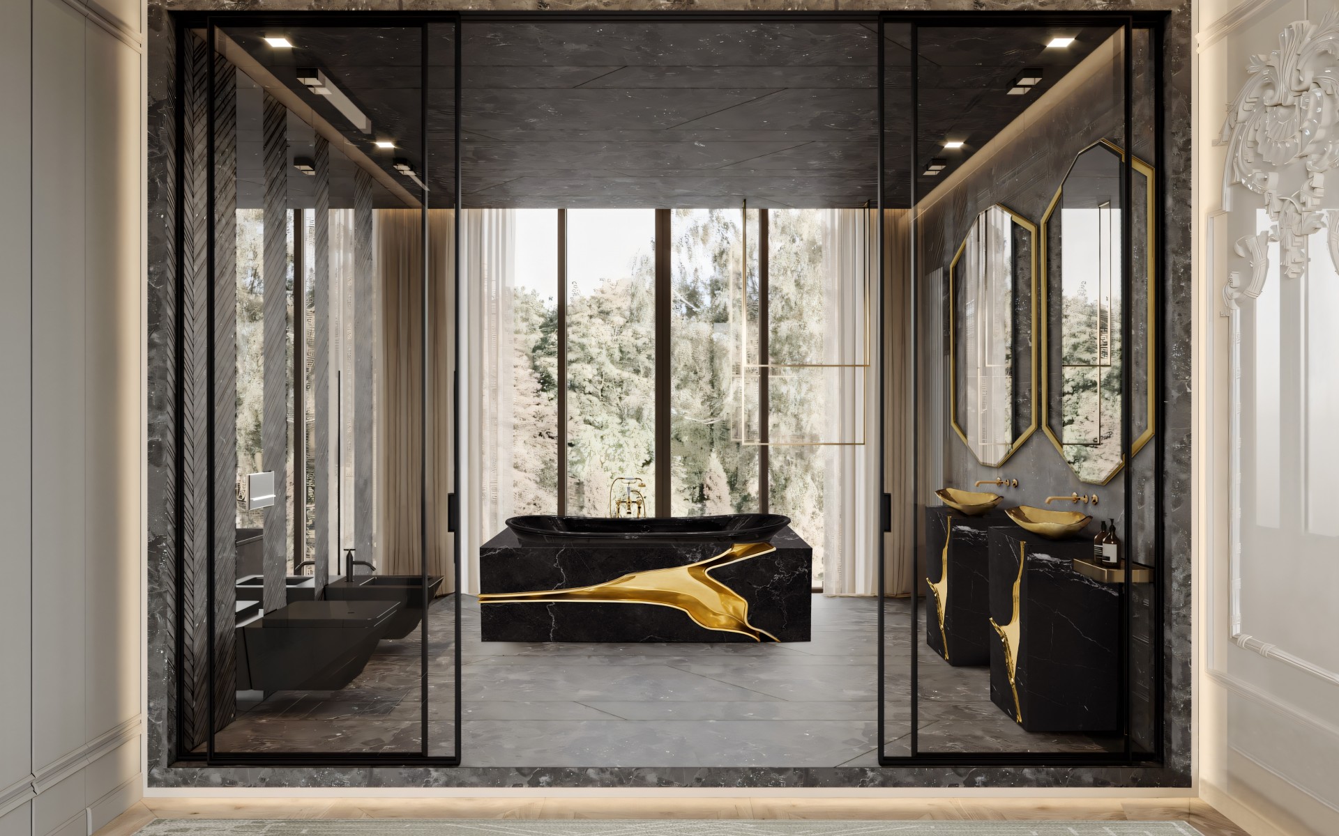 Fractured Design Pedestal Sink