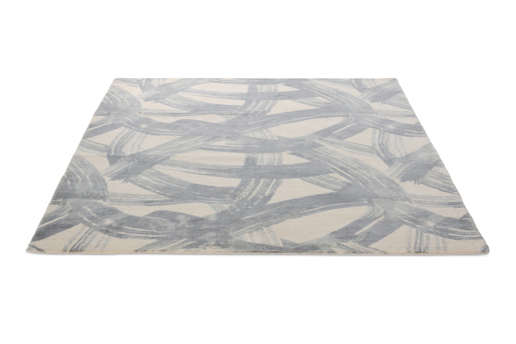 Abstract Grey Wool Rug