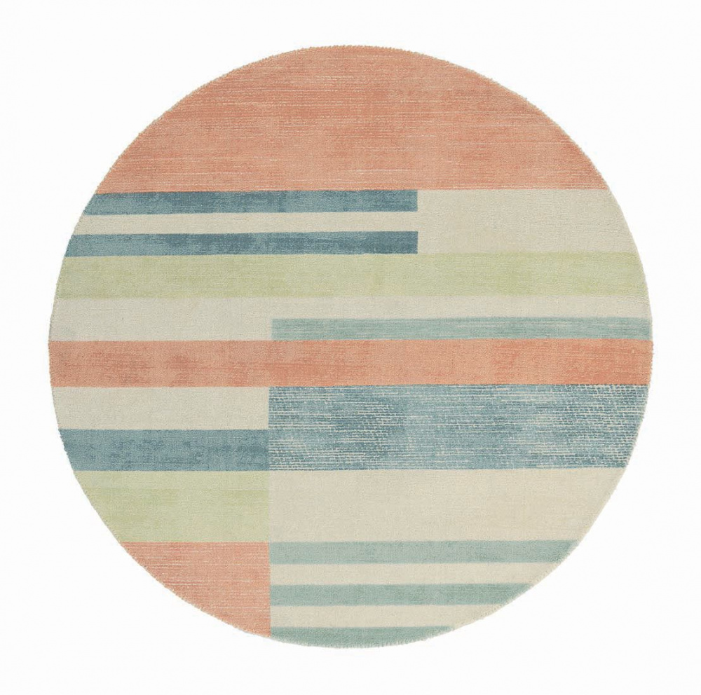 Straight Lines Handloom Wool Circle Rug