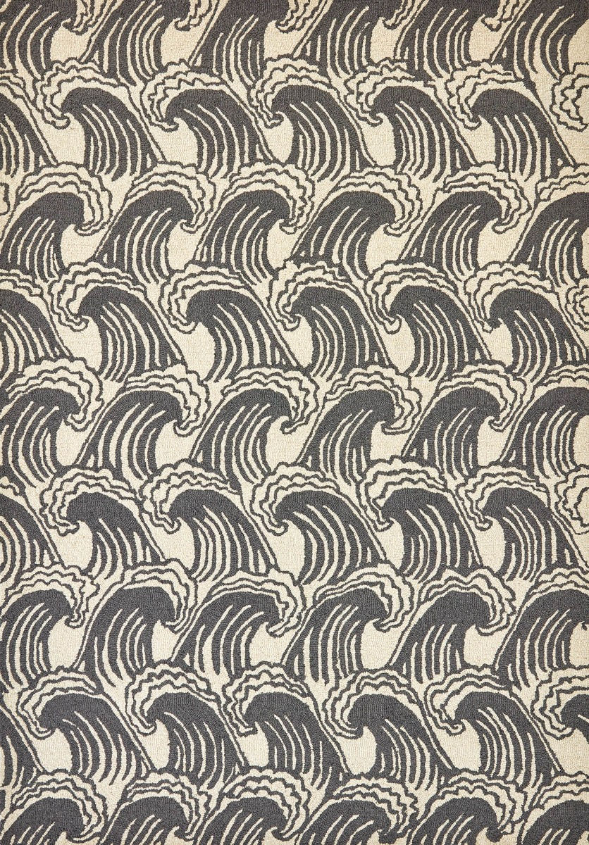 Waves Beige / Grey Rug ☞ Size: 5' 3" x 7' 7" (160 x 230 cm)