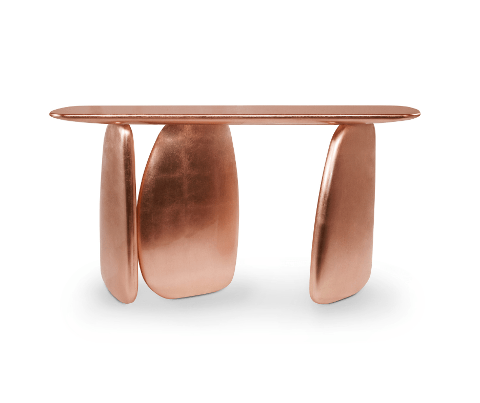 Sculptural Copper Console Table