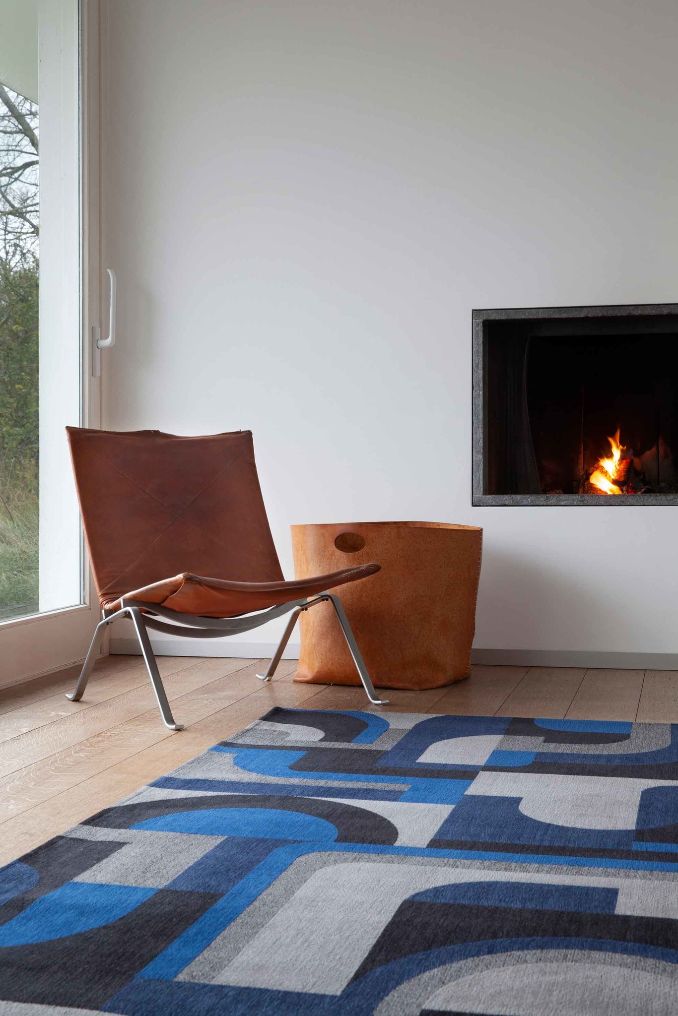 Geometric Blue Flatwoven Rug