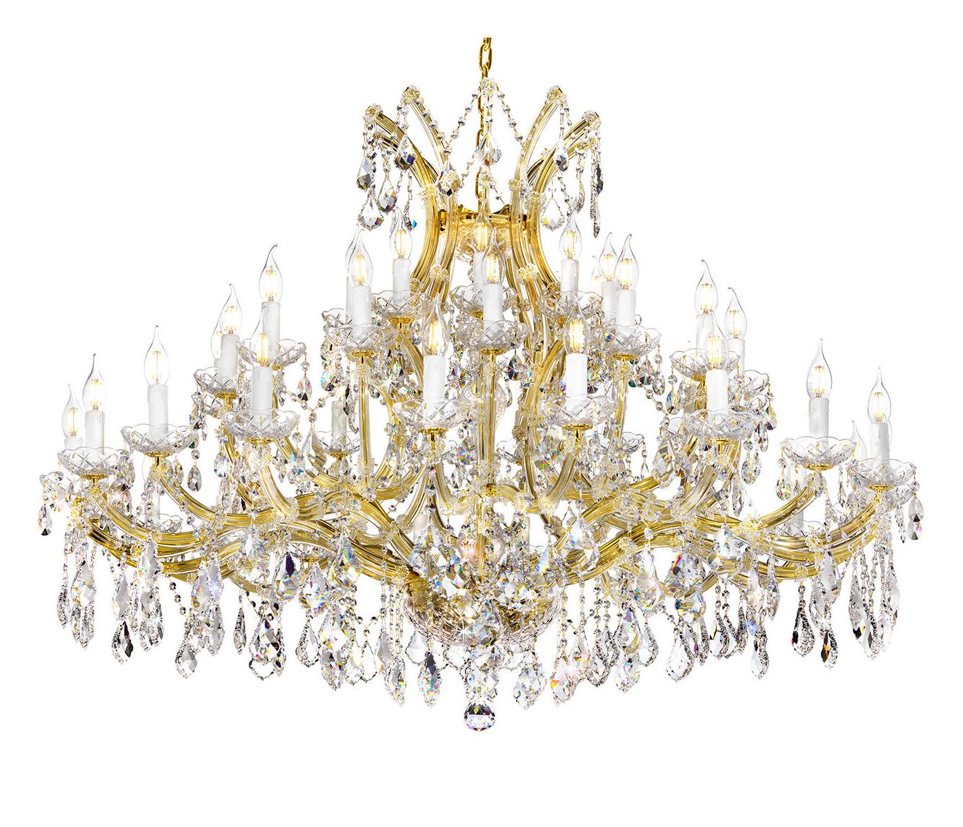 Mariateresa Gold Finish Chandelier with Crystal Pendants