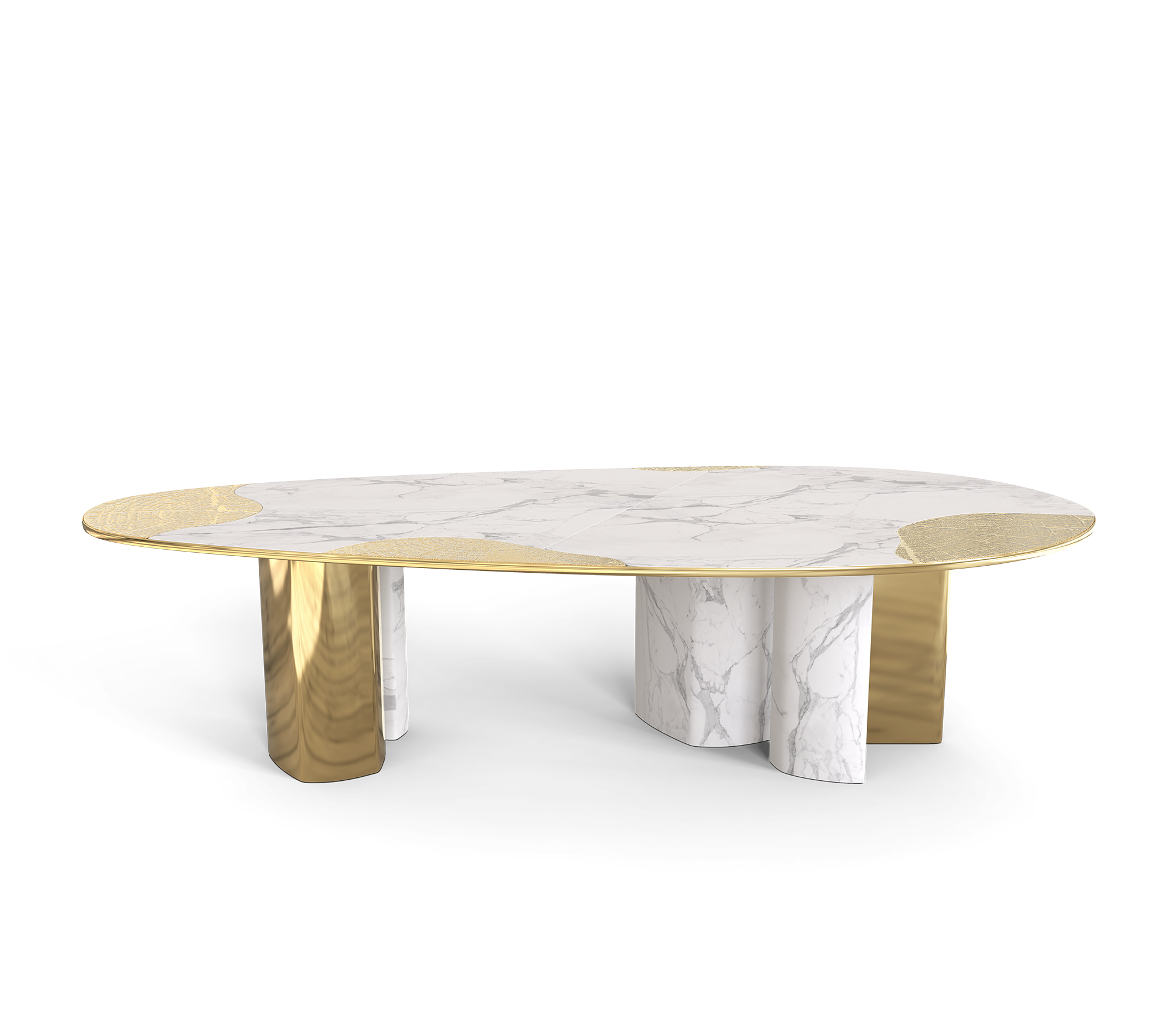 Athena Carrara Marble & Gold Dining Table