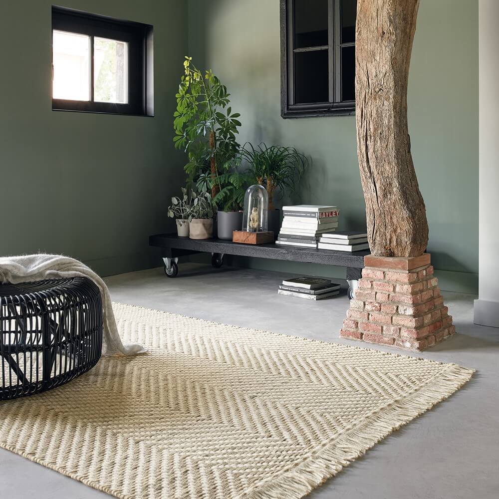 Hand-Woven Wool Beige Rug