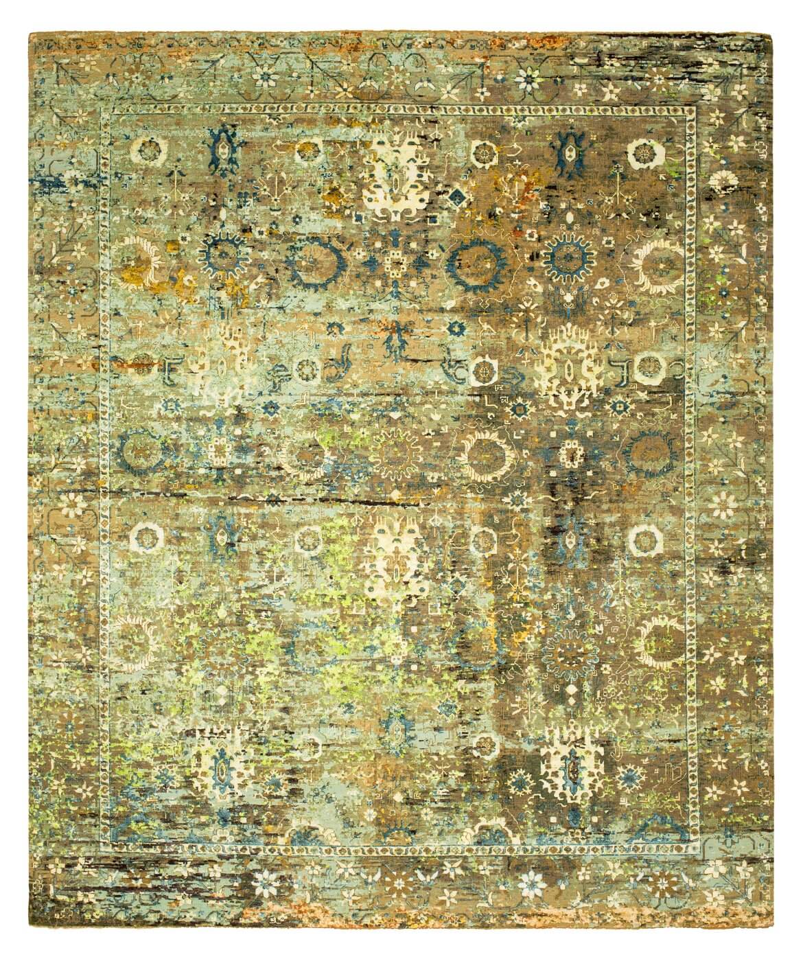 Faded effect Hand Knotted Vintage Style Rug