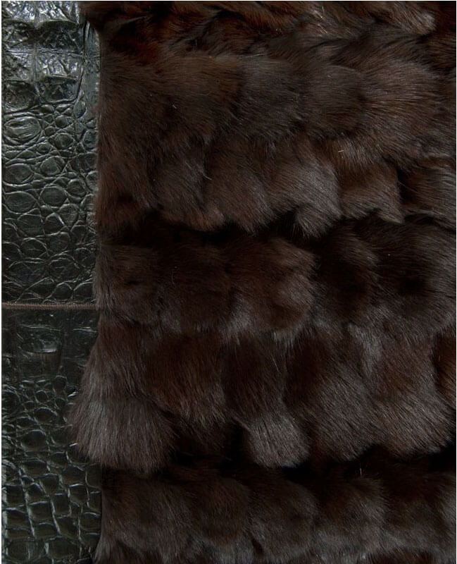 Real Fur Brown Rug ☞ Size: 270 x 270 cm
