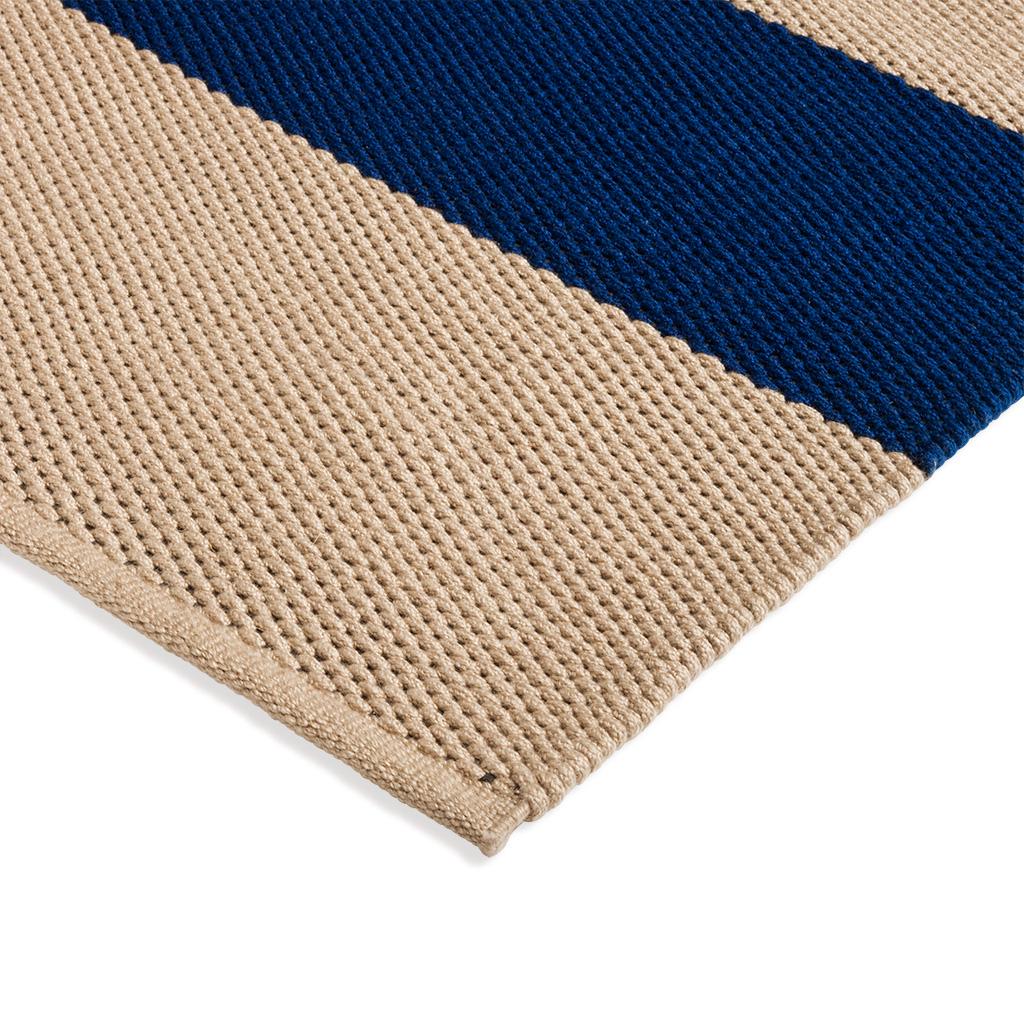 Blue/Beige Striped Outdoor Rug