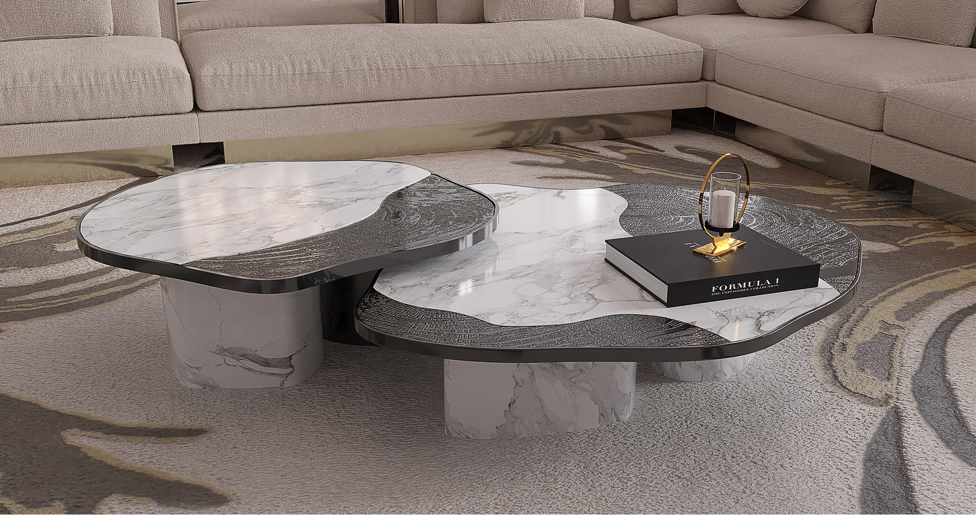 Athena Calacatta Marble & Onyx Table Set