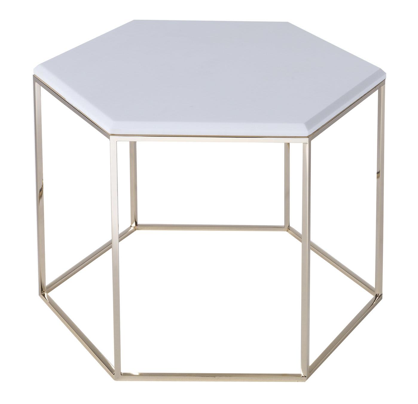 Hexagonal White Marble Coffee Table