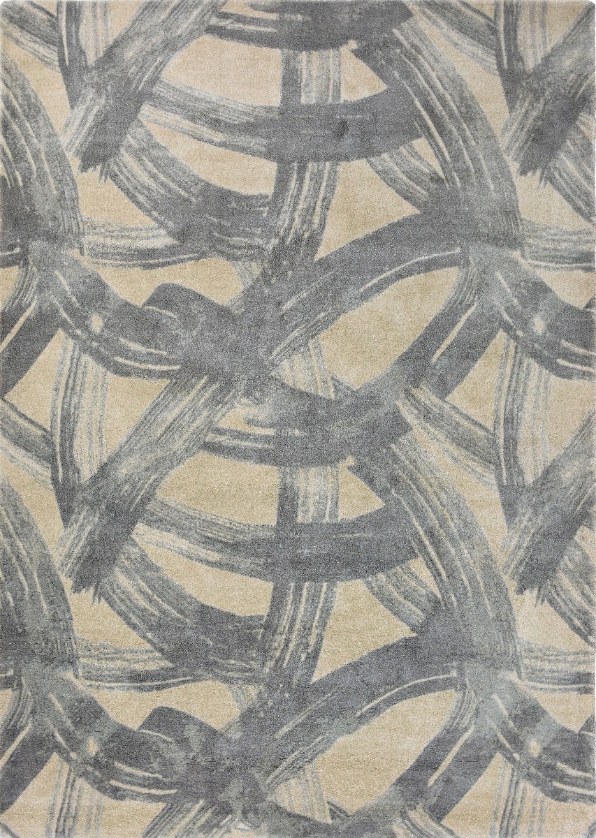 Abstract Grey Wool Rug