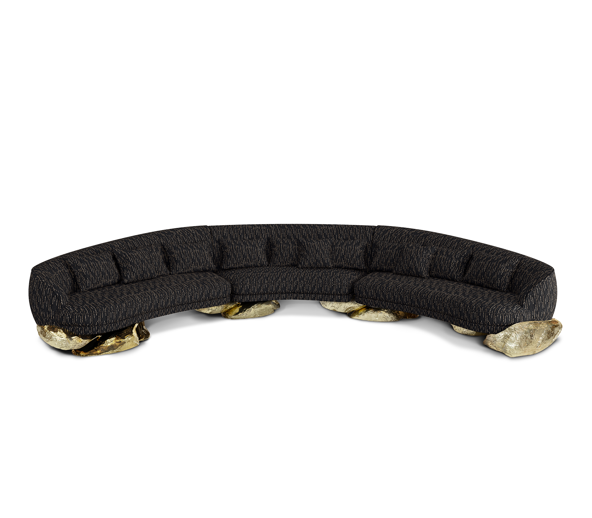 Angora Black Curved Sofa