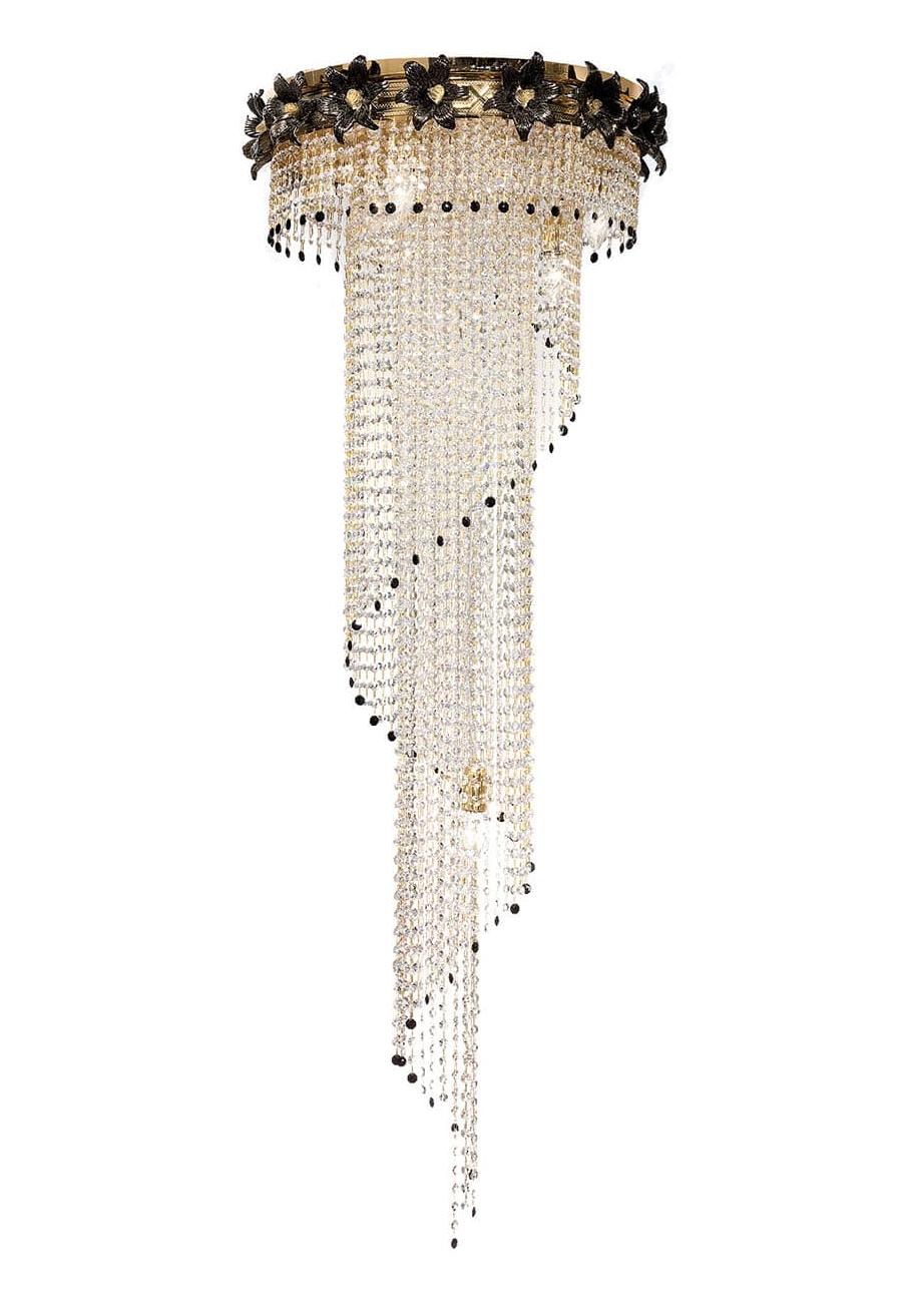 Gold Cascade Chandelier Murano Flowers