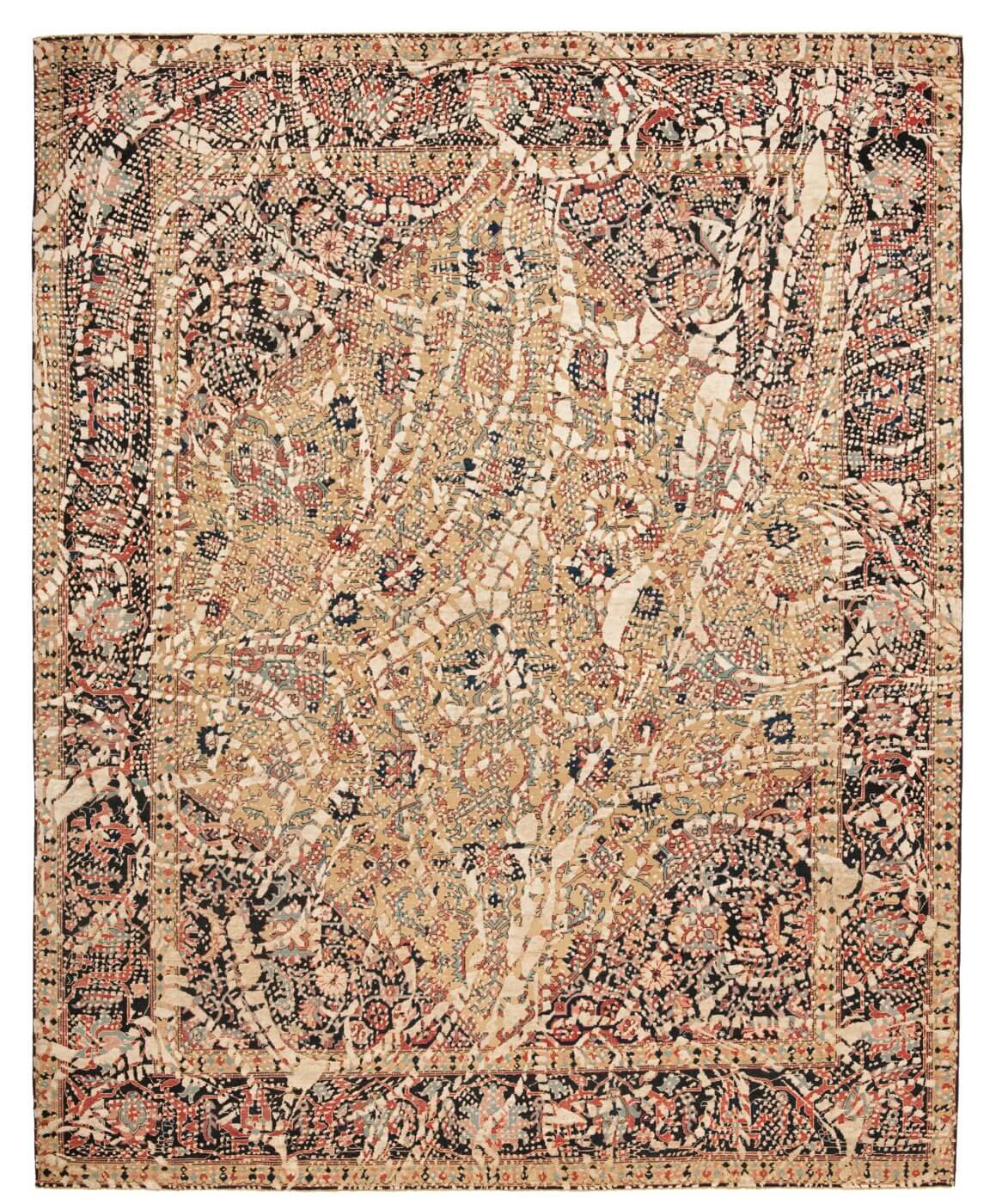 Beige Hand Knotted Wool & Silk Rug