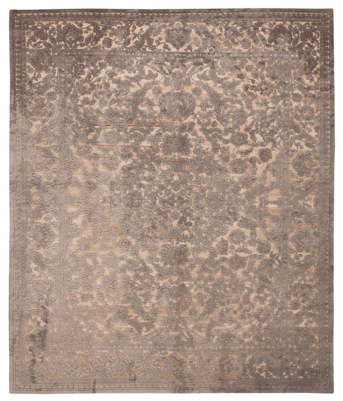 Medallion Hand-Knotted Brown Rug