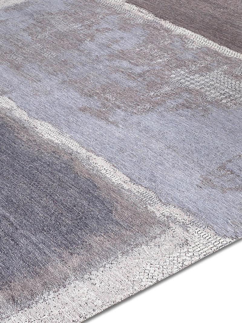 Grey Light Blue Luxury Handmade Rug