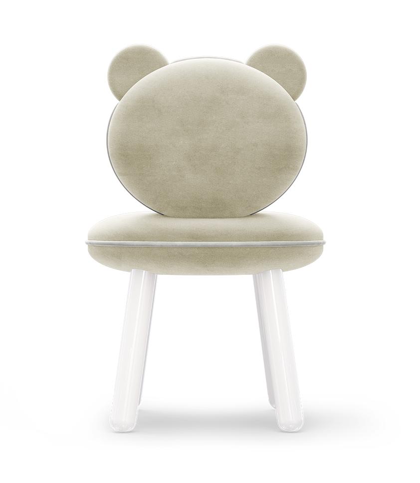 Fluffy Bear Cream Kids Chair