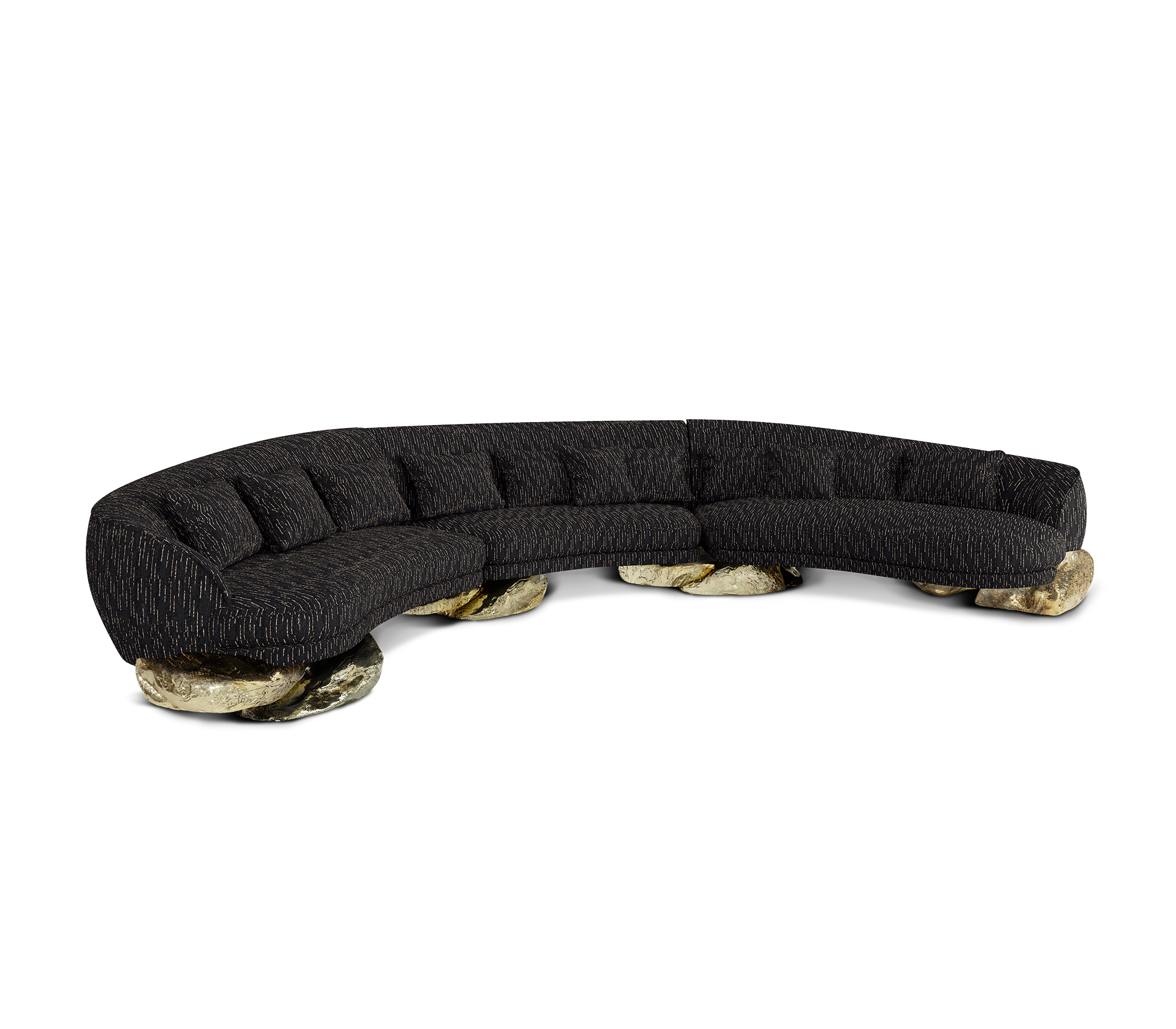 Angora Black Curved Sofa
