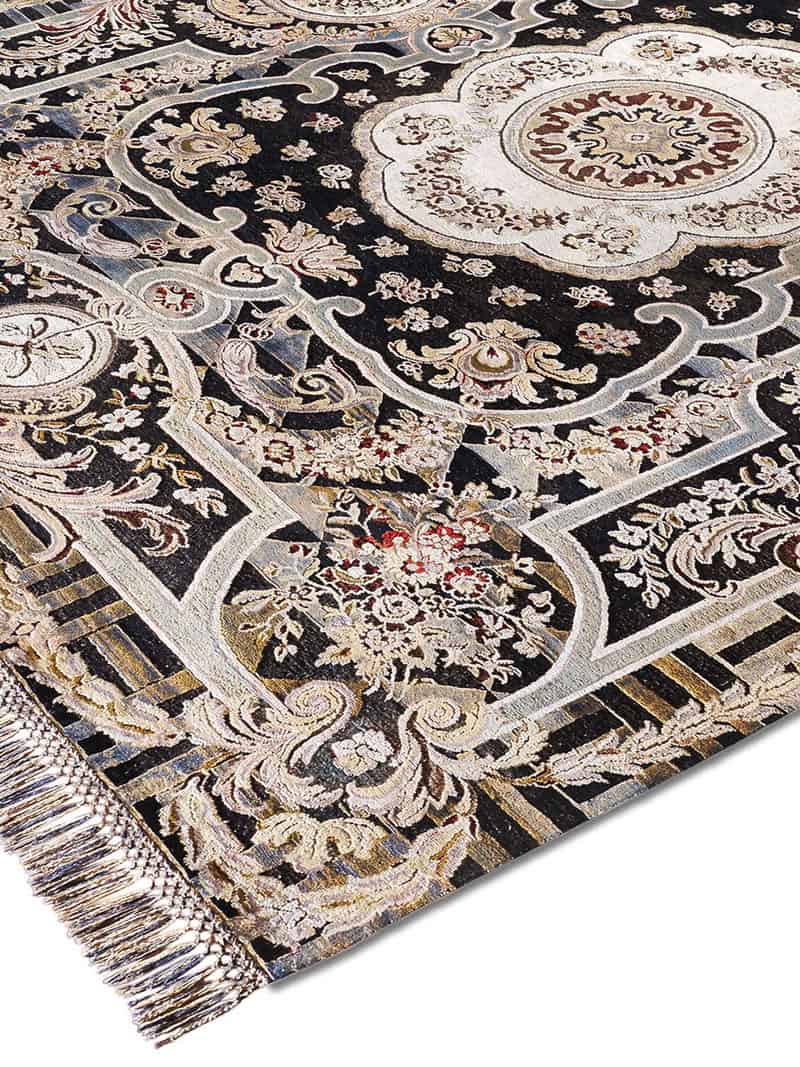Aubusson Black Luxury Handmade Rug