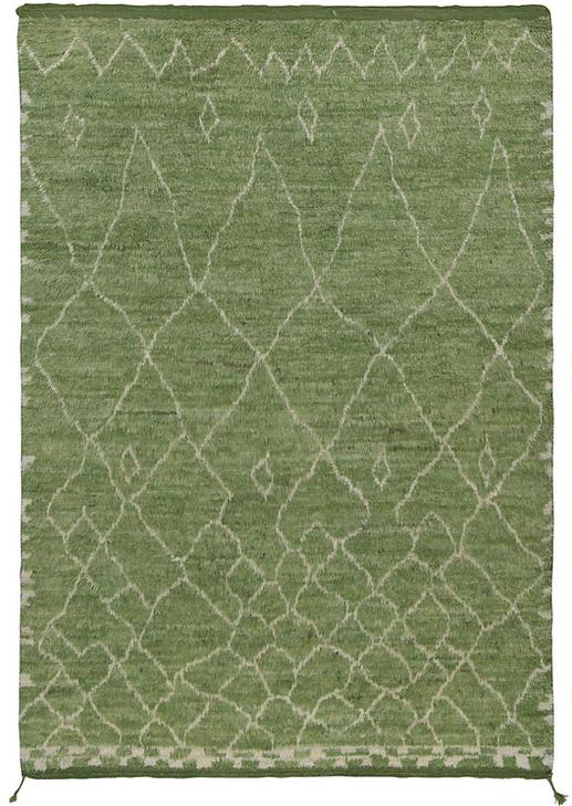 Berber Handwoven Green High Pile Rug