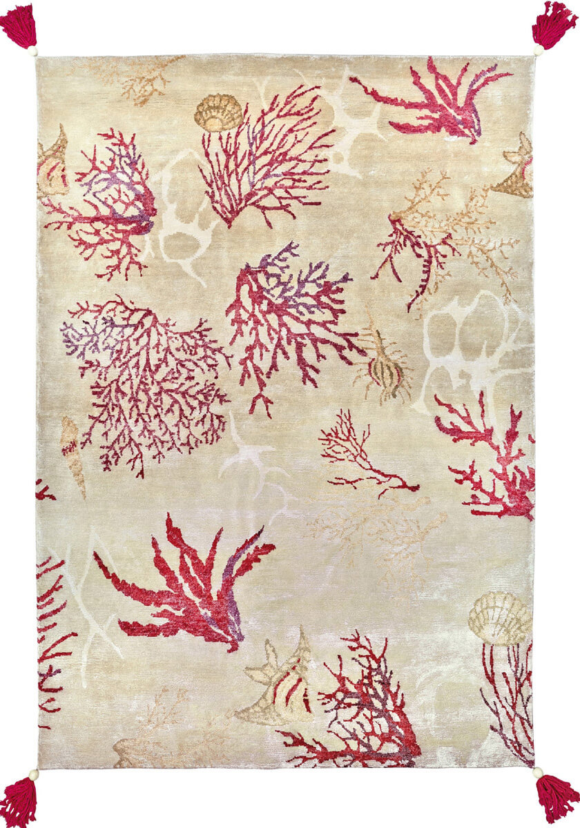 Corals Bamboo Silk Sitap Rug