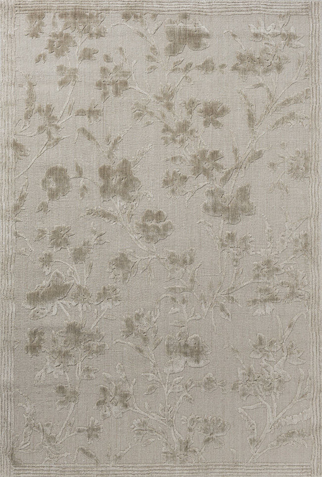 Rye Beige Floral Rug ☞ Size: 6' 7" x 9' 2" (200 x 280 cm)