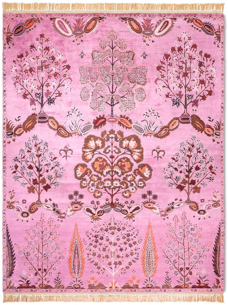 Mughal Pink Hand-Woven Rug ☞ Size: 170 x 240 cm