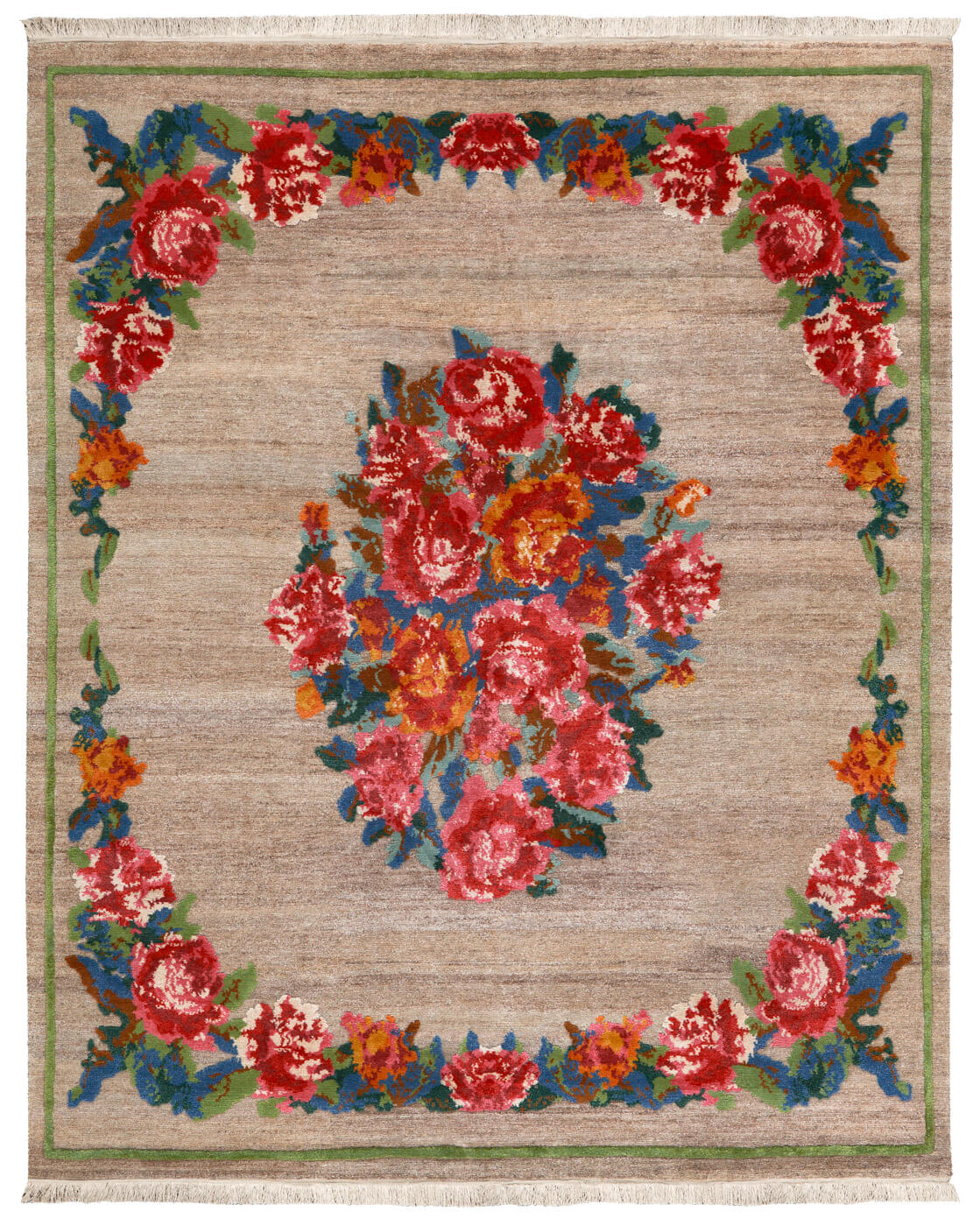 Traditional Handmade Beige / Red Rug