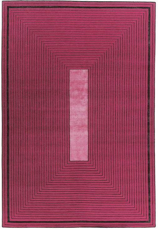 Hand-Knotted Red Border Wool / Viscose Rug