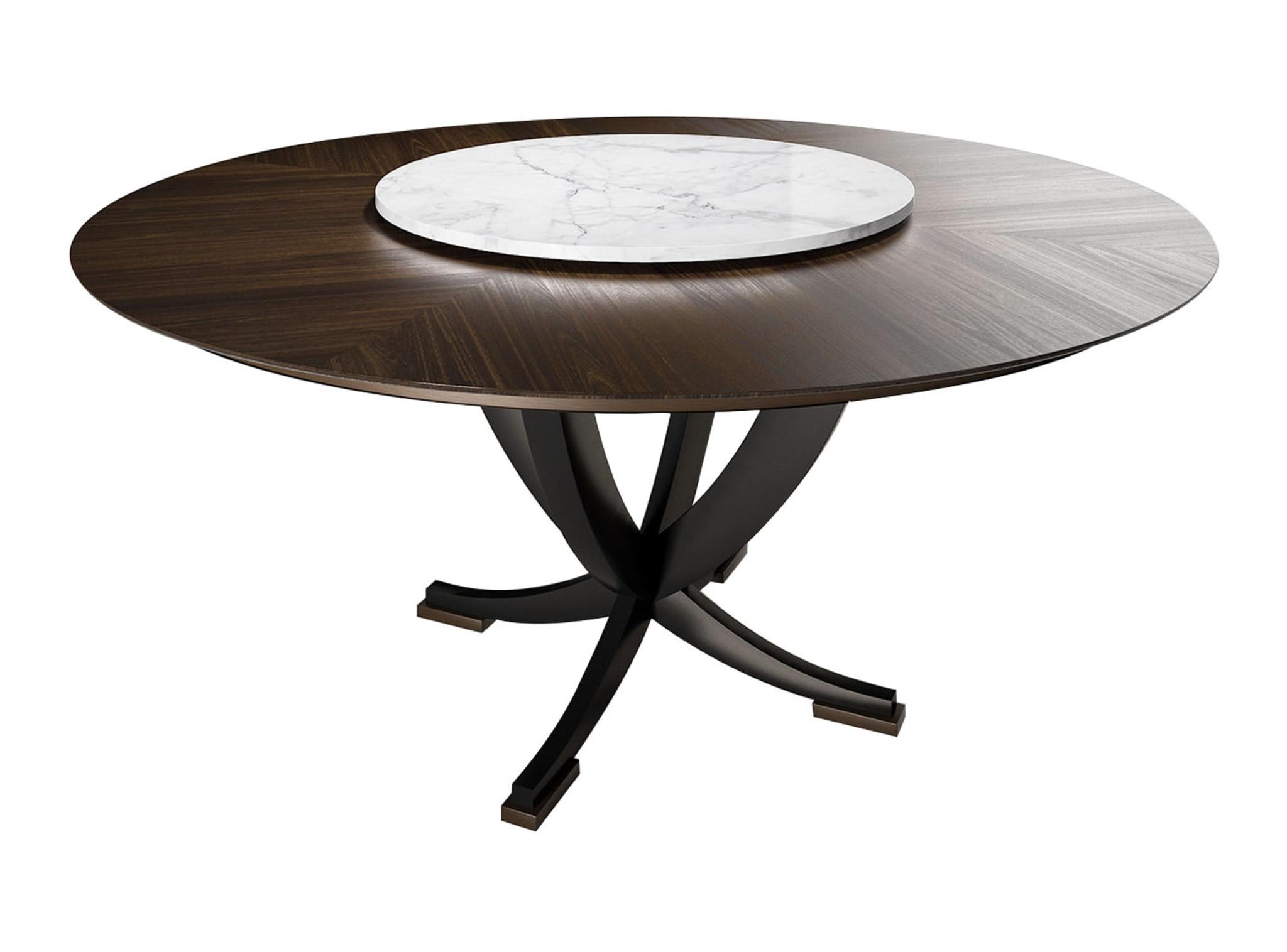 Wood & Marble Round Dining Table