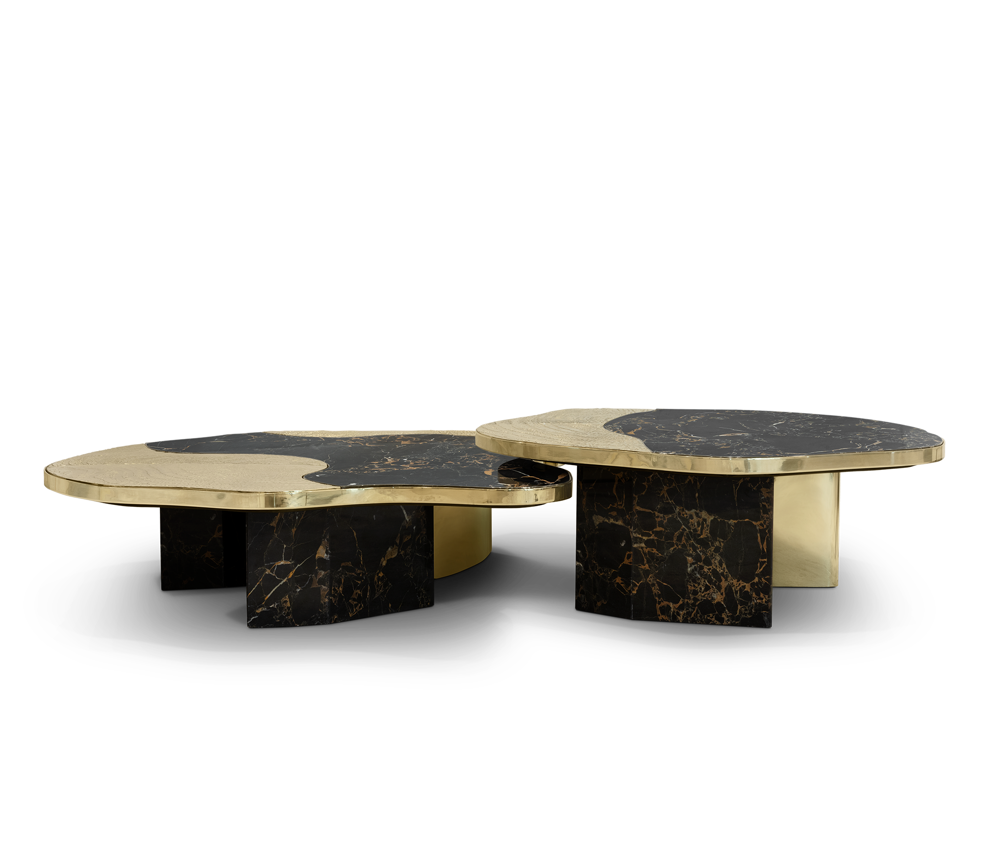 Athena Portoro Marble & Gold Table Set