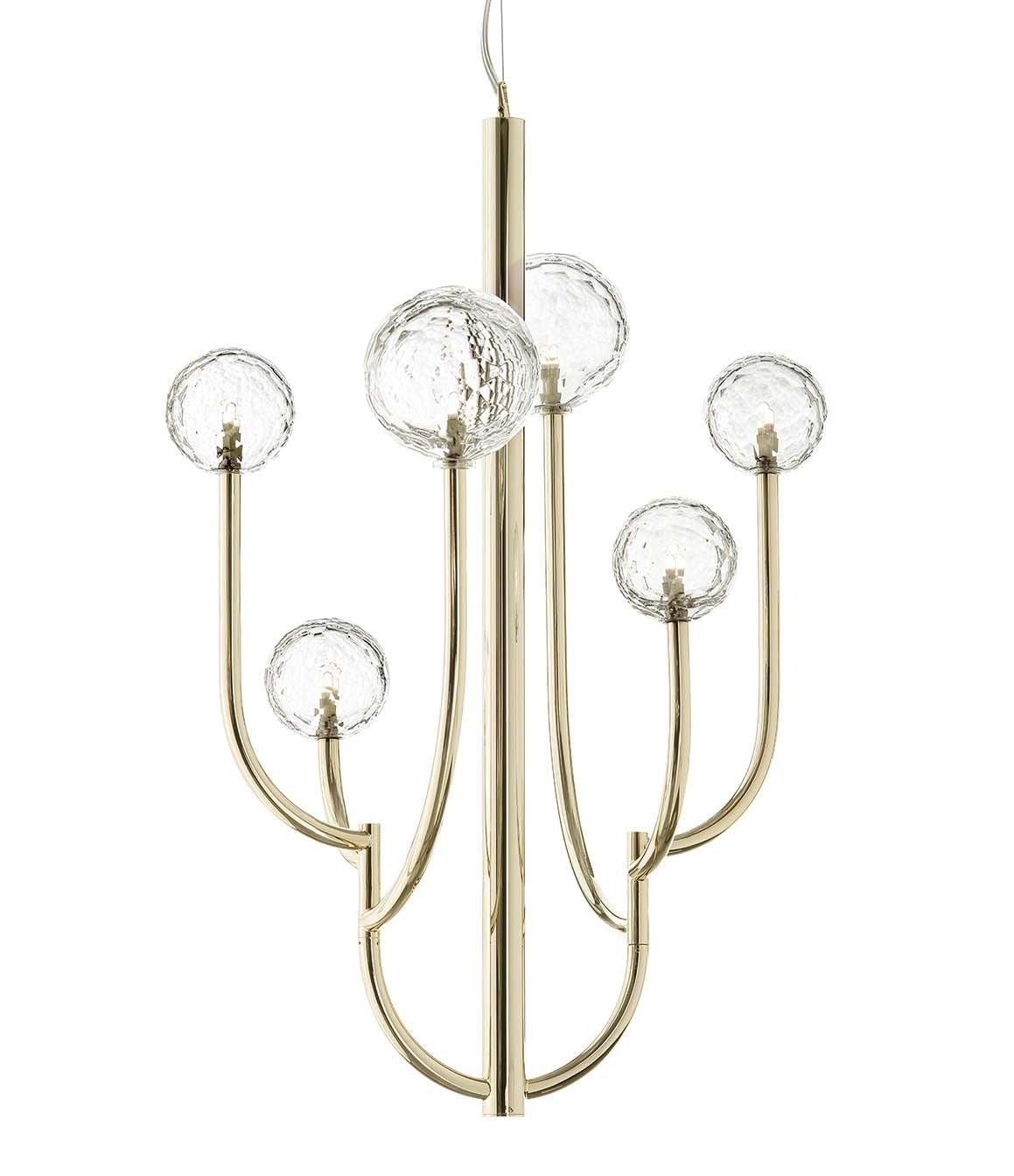 Cactus Gold Chandelier with Crystal Spheres