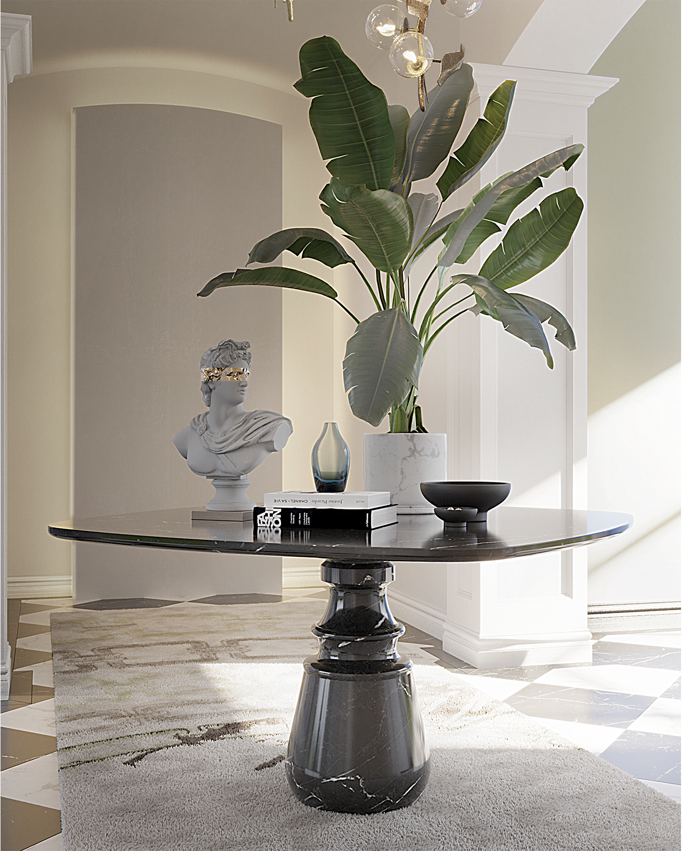 Obsidian Square Nero Marquina Dining Table